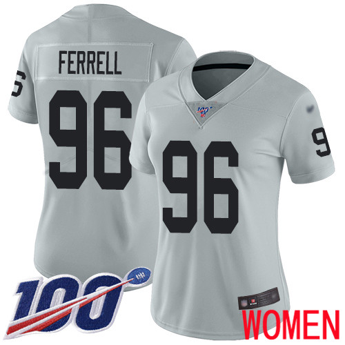 Oakland Raiders Limited Silver Women Clelin Ferrell Jersey NFL Football #96 100th Season Inverted Jersey